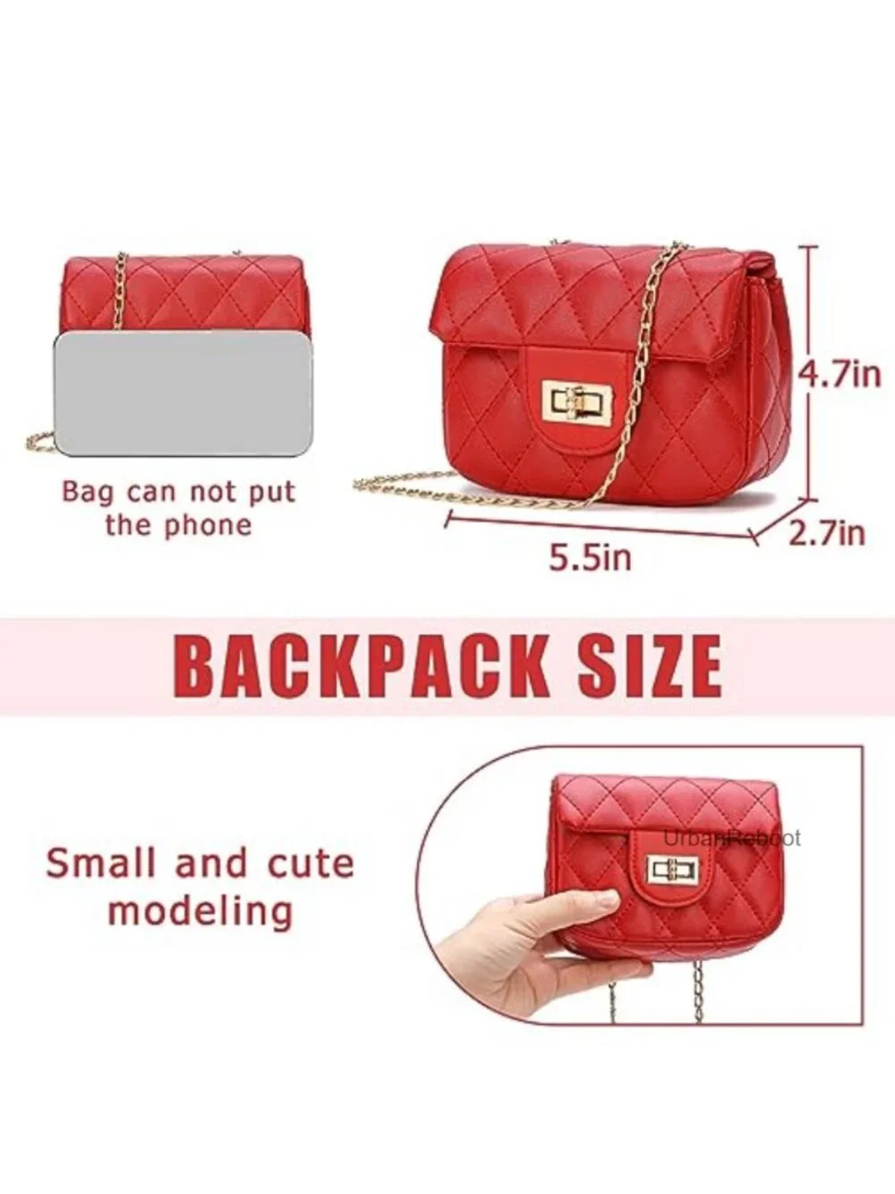 Girls PU Crossbody Purse with Sunglasses Adjustable Strap Princess Handbag